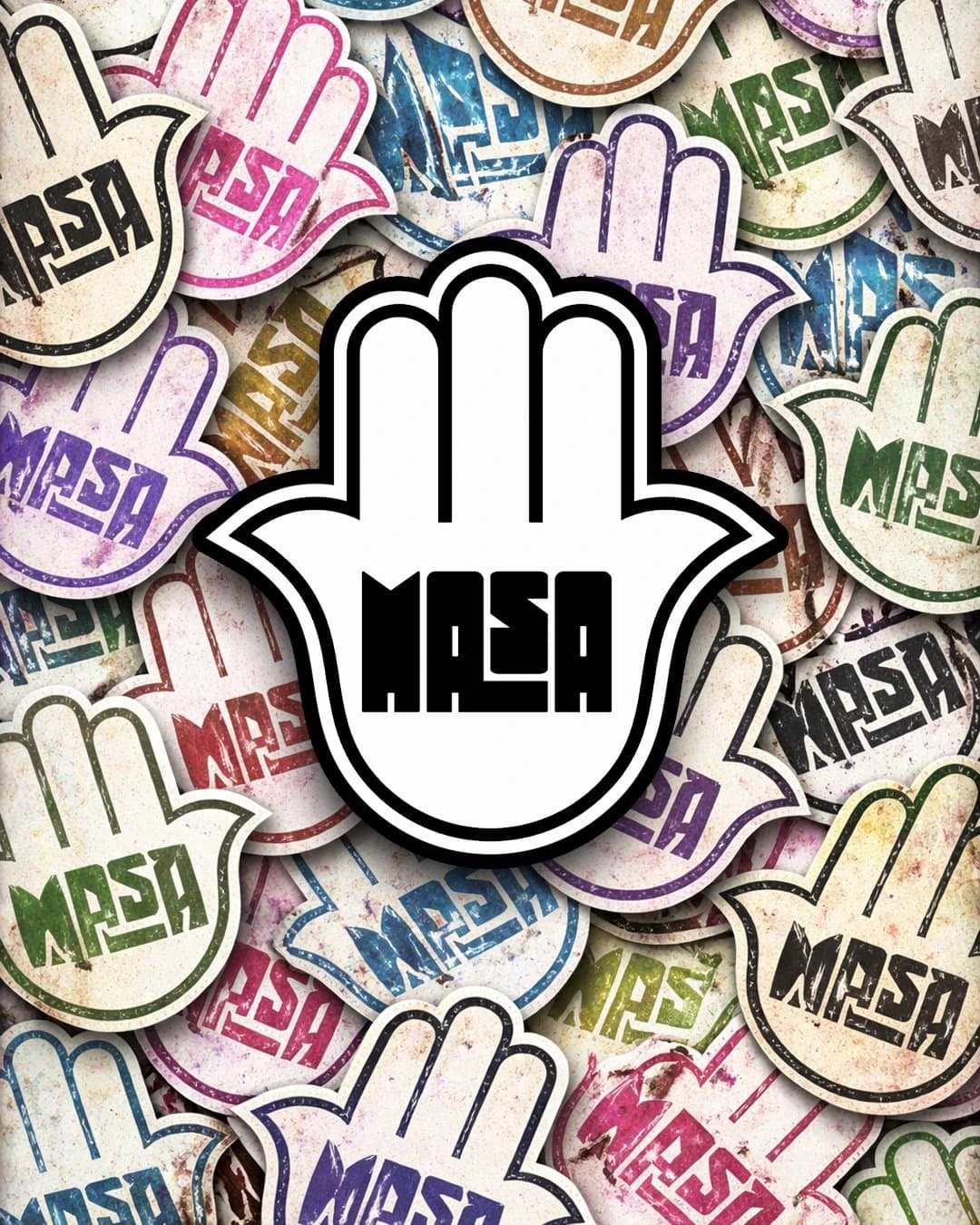 A pile of MASA hand stickers